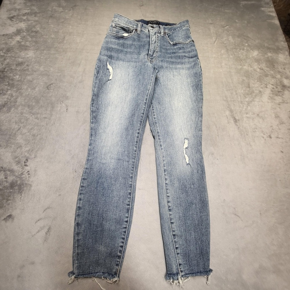 Lucky Brand Jeans Womens 4 Blue Bridgette Cropped High Rise Distressed Stretch